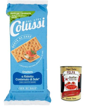 Italian Gourmet E.R. Colussi Cracker 30% Di Dirt Low Salt Cracker 30% Salt 500g + Italian Gourmet Polpa 400g