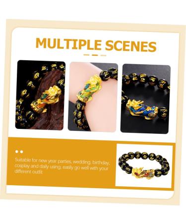 CALLARON 2pcs Bracelet Buddha Bracelets Blue Bracelet Dragon Bracelet Pi Yao Bracelet Feng Shui Bracelet Pulseras De Proteccion y Buena Suerte Men's Gifts Charm Amulet Alloy Male 21x3CMx4pcs As Shownx4pcs - Buy Online on GoSupps.com
