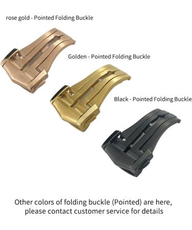 SAWIDEE 19mm Curved Rubber Watch Strap for Omega Speedmaster & Seamaster 300 - Black with Rose Buckle - International Shipping Available - Buy Online on GoSupps.com