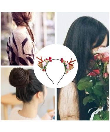 Flower Headband Flower Antlers Hairband Elk Deer Animal Horns Hair Band Hair Hoop Headwear Halloween Christmas Hair Accessories Photography Props for Women Girls - Buy Online on GoSupps.com