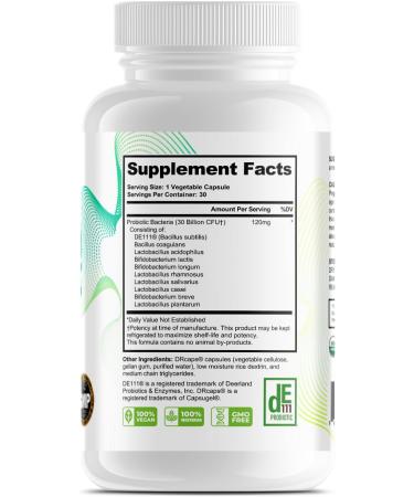Gut Probiotic 30 Billion CFU with DE111 & 10 Strains - High Potency Probiotic Supplement for Digestive Health Immune System Support Enhanced Nutrient Absorption - Non-GMO 30 Vegetarian Capsules - Buy Online on GoSupps.com