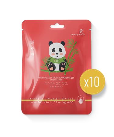 Q10 Mask Set of 10 - 100% natural formulation with powerful Q10 enzyme. Reduces sun damage for a glamorous glow, deep hydration