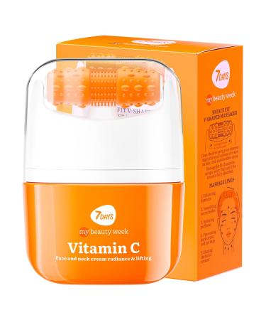 7Days 7DAYS Face Lifting Cream with Vitamin C | Korean Skincare Face Moisturizer | Anti-Aging Face and Neck Cream for Women | Anti-Puffiness and Skin Toning Roller Massager
