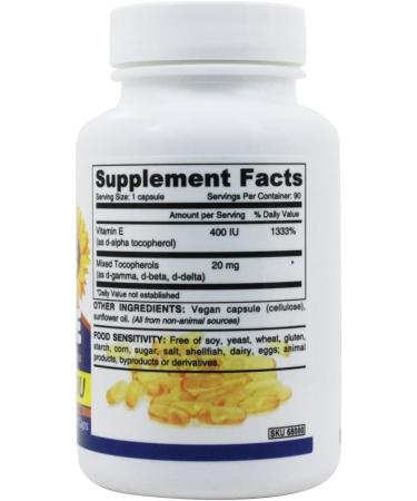 DEVA Vegan Vitamins Vitamin E 400IU Mixed Tocopherols 90 Vcaps - Buy Online on GoSupps.com