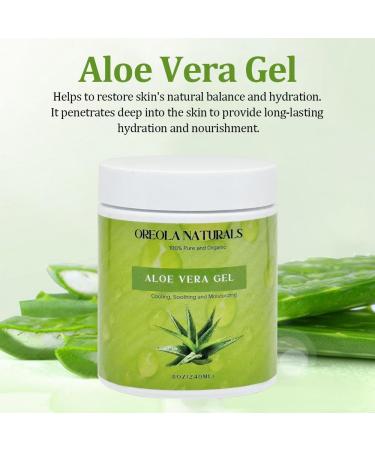 Aloe Vera Gel (8oz/240ml) 100% Pure Cooling Hydrating and Moisturizing Ideal for Face Hair and Skin by Oreola Naturals. - Buy Online on GoSupps.com