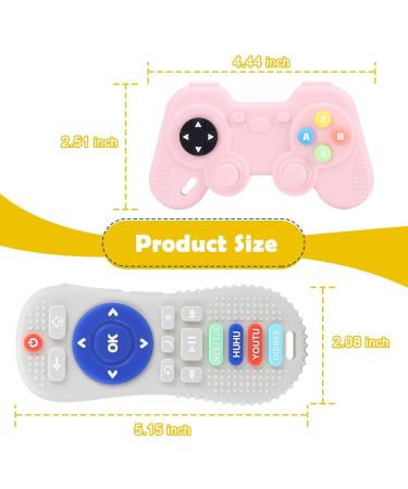 2 Pack Baby Teether Remote Control Toy - Silicone Teething Toy for Babies 6-12 Months - Pink+Grey - Buy Online on GoSupps.com