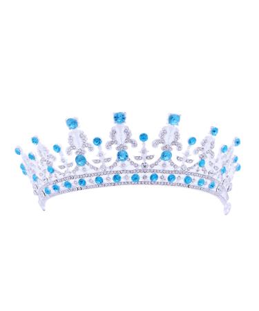 Frcolor Wedding Tiara Crown Rhinestones Crystal Bridal Pageant Princess Tiara Crown Headband (Blue)