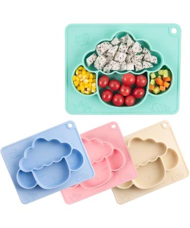 Tonwhar Silicone Lamb Shape Toddler Plate with Built-in Placemat - Pink Baby Feeding Mat - Buy Online on GoSupps.com