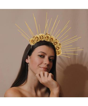 Shop Lurrose Star Crown Headband | Floral Goddess Headdress for Cosplay & Parties | Golden Greek Accessories - Buy Online on GoSupps.com