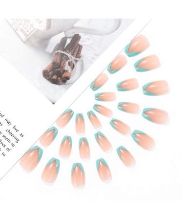 Brishow Coffin Artificial Nails - Shiny Ballerina French False Nails Full Cover 24 Pieces for Women & Girls - Perfect for Easy Nail Art - Buy Online on GoSupps.com