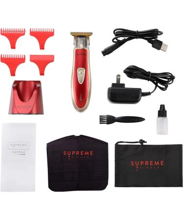SUPREME TRIMMER ST5220 Cordless Hair Trimmer & Beard Clipper - Professional Men's Barber Liner in Red & Gold with Extra Blade - Buy Online on GoSupps.com