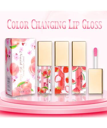 3-Piece Color Changing Lip Gloss Set - Peaches, Strawberry, Watermelon | High-Shine pH Lip Stain & Balm | Long-Lasting & Hydrating Lipstick - Buy Online on GoSupps.com