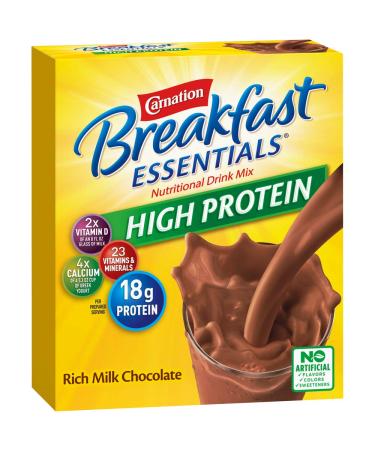 Carnation Breakfast Essentials High Protein Powder Drink Mix, Rich Milk Chocolate, 8 Count per pack, 10.56 Ounce (Pack of 6) (Packaging May Vary)