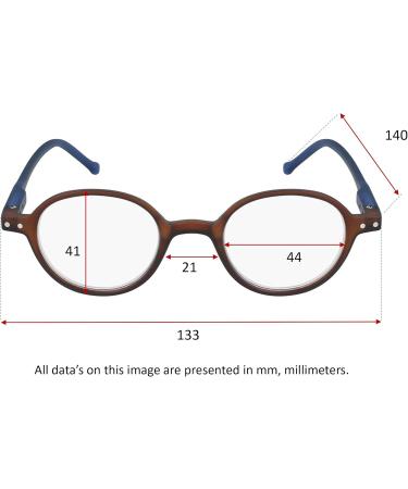 Silac Unisex Reading Glasses - Brown & Blue 7500 Round Retro Style - Lightweight & Comfortable +2.50 - Buy Online on GoSupps.com