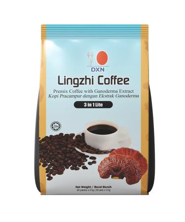 Alibooster DXN Coffee 3 in 1 LIGHT UNSUGARED - Quick and simple coffee - Ganoderma Reishi lingzhi - 20 bags x 21 grams