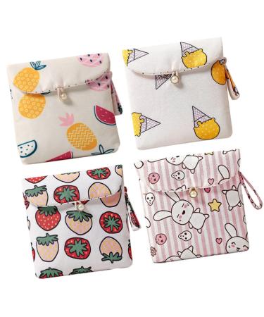 Multitool Wallet Period Bag Linen Coin Purse: 4Pcs Sanitary Napkin Storage Bags Tampon Pouches Portable Nursing Pad Holders for Teen Girls Women Ladies Headphone Accessories