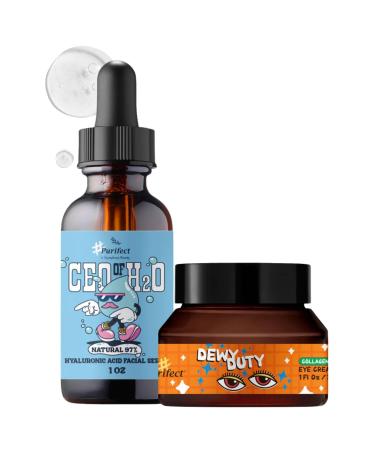 Purifect CEO of H2O Hyaluronic Acid Serum for Face Bundle with Dewy Duty Collagen Eye Cream 30ml each by Symphony Beauty Hydrating AM/PM Skincare Essentials Gift Set (2 Items)