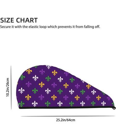 Hair Towel Wrap - Quick Drying Turban & Button Design | Purple Mardi Gras Hair Drying Towel - Buy Online on GoSupps.com