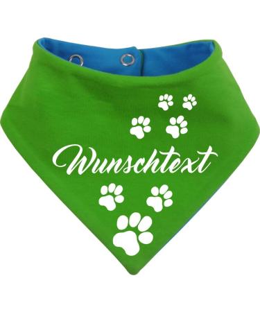 Both-sided multicolor dogs Turning cloth (FB: Lime-Royal) (GR.1- HU 27-30 cm) with your desired text size.