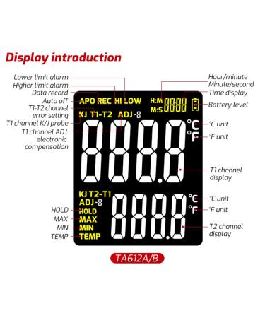 TASI TA612C Type K/J Digital Thermometer -200 to 2501 | 4-Channel LCD Handheld Temp Measurement with Data Storage & USB Upload - Buy Online on GoSupps.com