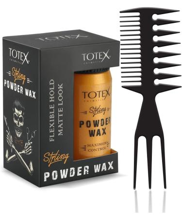Totex Hair Styling Texturising Matte Powder Wax 20g & Wide Tooth Hair Styling Comb No Scent 100