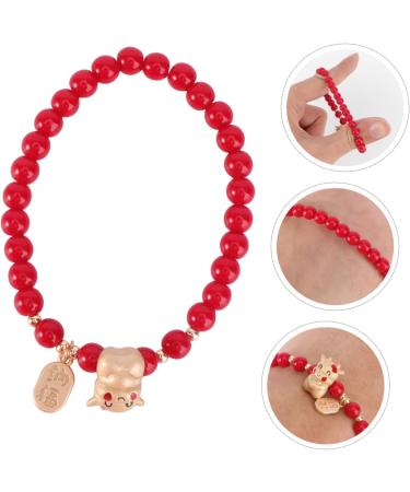 CALLARON Women 1pc Zodiac Year Bracelet Bracelets Miss Alloy Red Beads Ox Mascot Bracelet - Buy Online on GoSupps.com