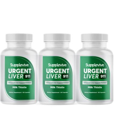 Supplevive Urgent Liver 911 Herbal Liver Support Supplement Liver Cleanse Detox & Repair Formula with Milk Thistle Silymarin Dandelion Root and Artichoke Extract for Liver Health 60 Capsules (3)