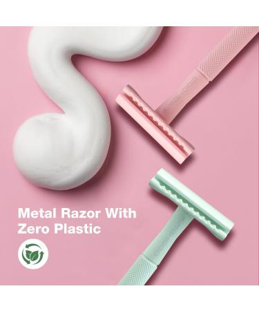 Copper Single Blade Razor | Gentle & Close Shave | Double Edge Safety Razor with 10 Blade Refills | Eco-Friendly Less Irritation for Sensitive Skin | Mint Green - Buy Online on GoSupps.com