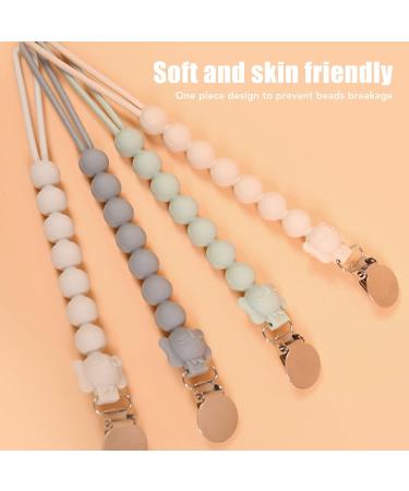 Pack of 4 Elephant Design Pacifier Chains - Soft Silicone Clips for Teething Rings | Prevent Jamming - Ideal Baby Accessory - Buy Online on GoSupps.com