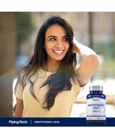 Piping Rock Pantothenic Acid 500mg | 100 Capsules | as Calcium d-Pantothenate | Non-GMO Gluten Free Supplement - Buy Online on GoSupps.com