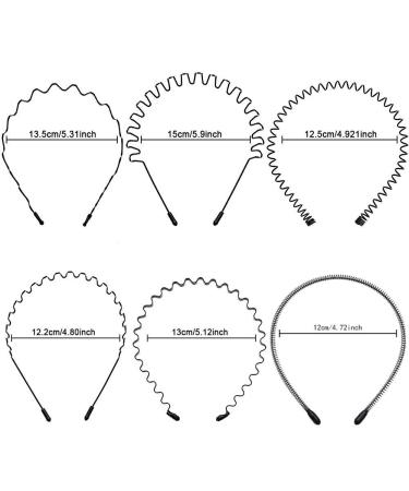 Sporgo Metal Hair Band Set - 6 Black Wave Slide-Resistant Headbands for Men & Women | Elastic Hair Accessories for Sports & Yoga - Buy Online on GoSupps.com