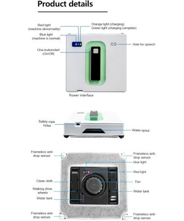 Window Cleaning Robot 2500PA Strong Suction Intelligent Window Cleaner Dual Automatic Water Spray Robot Window Cleaning Tool Ups Power Protection Intelligent Path Planning Suitable For Indoor And - Buy Online on GoSupps.com