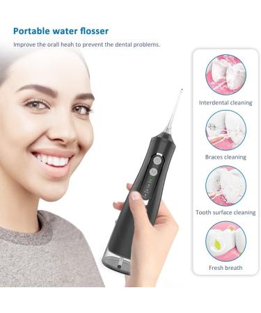 Water Flosser for Advanced Teeth Cleaning - Cordless Oral Care Irrigator with 4 Modes 4 Jet Tips & 310ML Tank - IPX7 Waterproof (Black - Buy Online on GoSupps.com