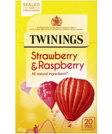 Twinings Strawberry & Raspberry Tea Bags 40g - 20 Count Pack - Refreshing Raspberry Strawberry Flavor - Buy Online on GoSupps.com