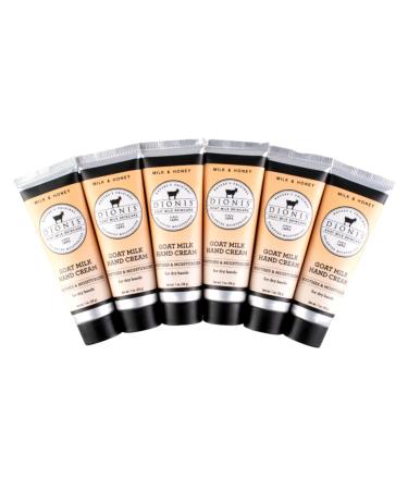 Dionis - Goat Milk Skincare Milk & Honey Scented Hand Cream (1 oz) - Set of 6 - Made in the USA - Cruelty-free and Paraben-free
