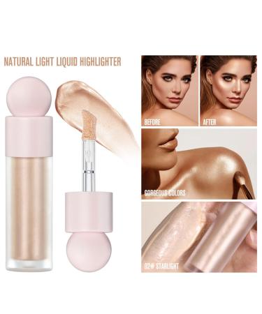 Waterproof Liquid Highlighter Stick for Face - Long Lasting Glitter Illuminator Makeup (#02) - Buy Online on GoSupps.com