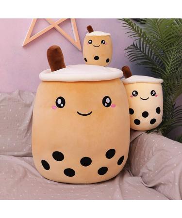 AMOZO Cute Cartoon Boba Milk Tea Plush Doll - 35cm Beige Giant Bubble Plushie Stuffed Tea Cup Pillow Gift Toy - Buy Online on GoSupps.com