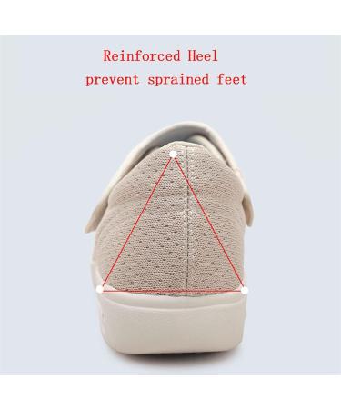 MisFun Women's Wide Diabetic Shoes for Swollen Feet - Breathable & Medical for Diabetics and Edema - Size 9 Beige - Buy Online on GoSupps.com