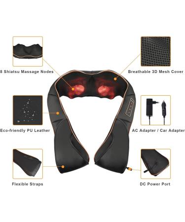 Shiatsu Neck & Shoulder Massage Device with Heat 3D Deep Tissue Massager for Home Office & Car Adjustable Speeds - Buy Online on GoSupps.com