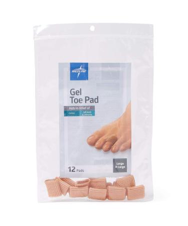 Medline Fabric Sleeve with Gel Corn Pads Mineral Oil Pad to Soften and Moisturize Skin Relieves Corn and Calluse Discomfort L/XL Pack of 12