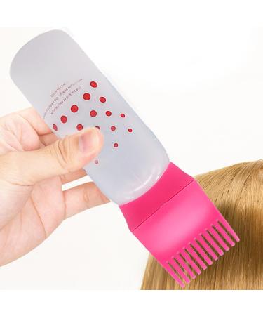 Root Comb Applicator Bottle - Hair Oiling Applicator Bottle with Graduated Scale Hair Oiling Applicator Bottle Hair Dye Brush Bottle for Hair Dyeing Red