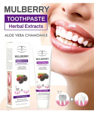 Mulberry Toothpaste Herbal Extracts Aloe Chamomile Sensitive Tooth Care Relieve Sore Teeth Improve Oral Discomfort 100g/ 3.38fl.oz - Buy Online on GoSupps.com
