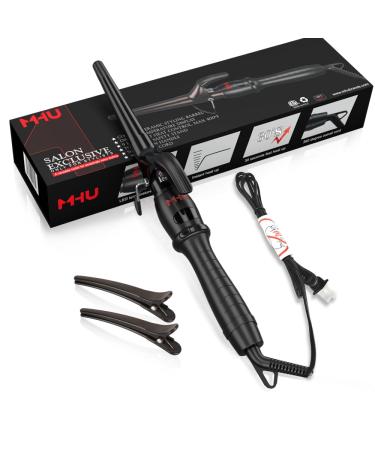 MHU PRO Tapered Curling Wand with Short Clamp 1-1/2 Inch Curling Iron One Barrel Multiple Size 9 Temperature Settings for 280 -400 Automatic Shut-Off