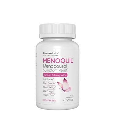 Menoquil Menopausal Multi-Symptom Relief - Support for Hot Flashes Night Sweats Mood Swings & Restful Sleep - Black Cohosh Ashwagandha Chasteberry Soy Isoflavones Grape Seed & Sage - 60 Capsules