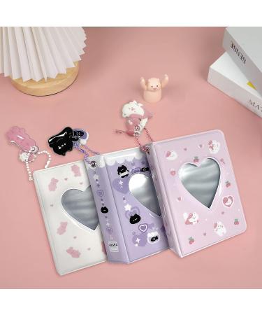 3 Inch Mini Photo Album Heart Hollow Card Binder | Kpop Photo Card Holder with Pendant | 40 Pockets | Purple Black Cat Design - Buy Online on GoSupps.com