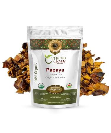 Organic Way Dried Papaya Coarse Cut (Carica papaya) - Organic & Kosher Certified | Raw, Vegan, Non GMO & Gluten Free | USDA Certified | Origin - Sri Lanka (1LBS / 16Oz) 1 Pound