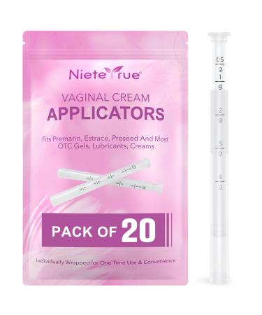 Updated Disposable Vaginial Cream Applicators (20 Packs) Individually Wrapped Hygienic Dosage Markings Fit to Most Lub-RIC-Ants Cream or Gels Feminine Care Applicators 20-pack