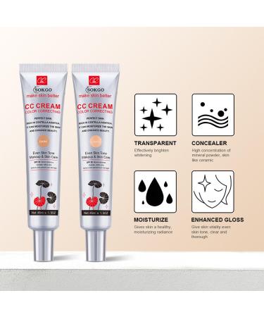 Color Correcting CC Cream Full-Coverage Foundation SPF 25 Even Skin Tone Hydrating Cream Light 1.5 Fl Oz (Pack of 1) - Buy Online on GoSupps.com