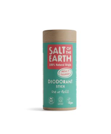 Salt Of the Earth Natural Deodorant Stick Refill Melon & Cucumber Vegan Long Lasting Protection Leaping Bunny Approved Made in The UK 75 g