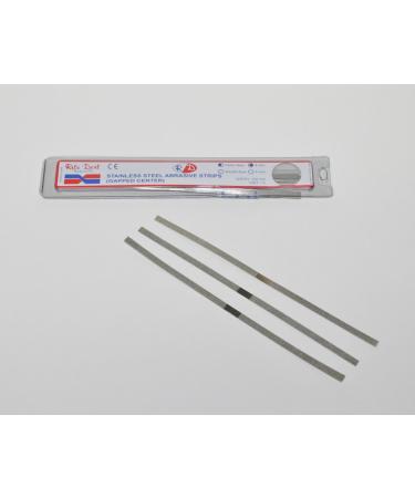 Dental Orthodontic Stainless Steel Metal Polishing Strips Single Sided Center Gap 4mm 12 Strips per Box